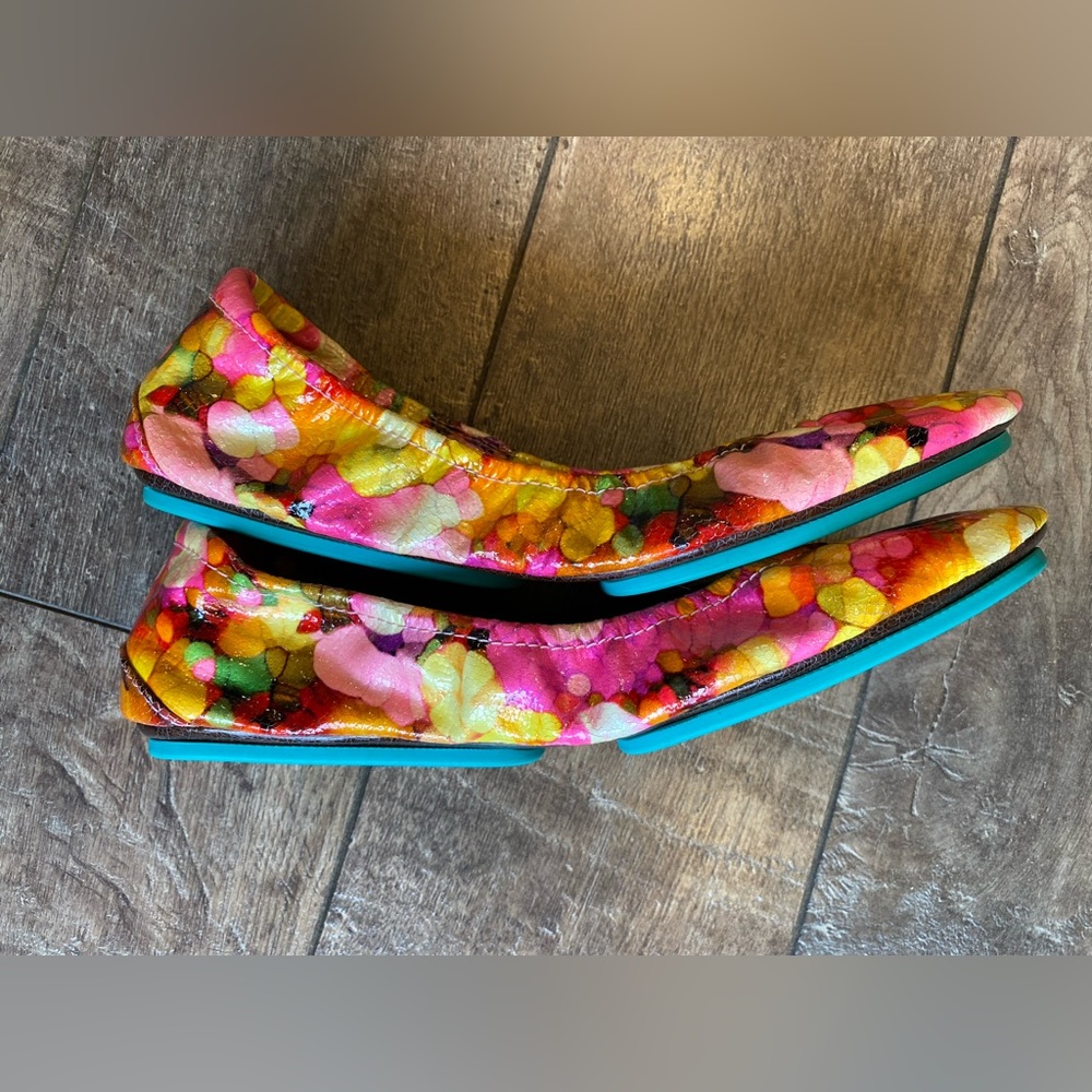 Tieks by Gavrieli Aquarella Watercolour Print Leather Travel Flats Size 10